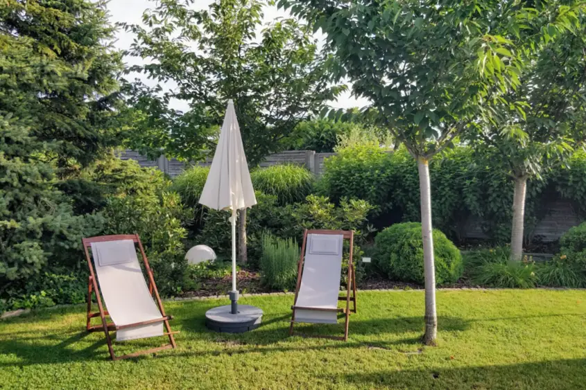 Finished garden with seating installed
